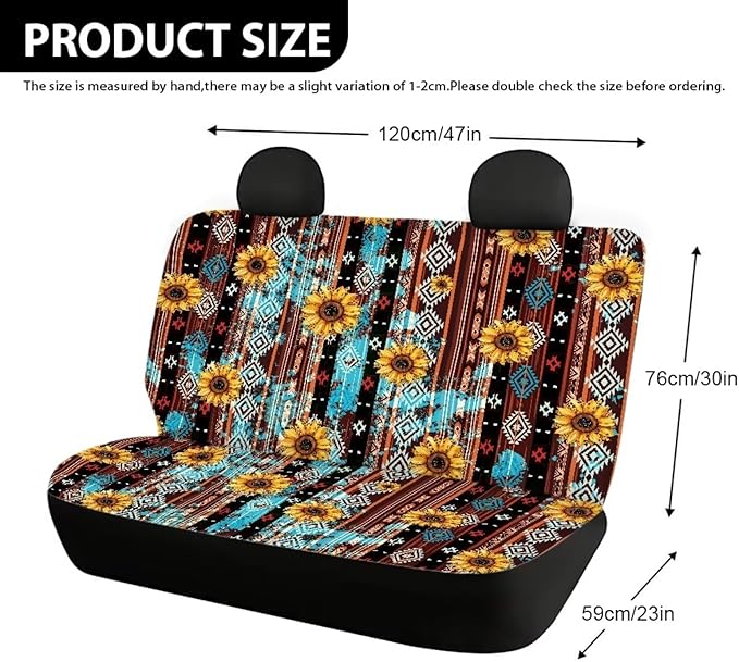 AFPANQZ Aztec Sunflower Car Rear Seat Cover Non-Slip Stretch Universal Fit