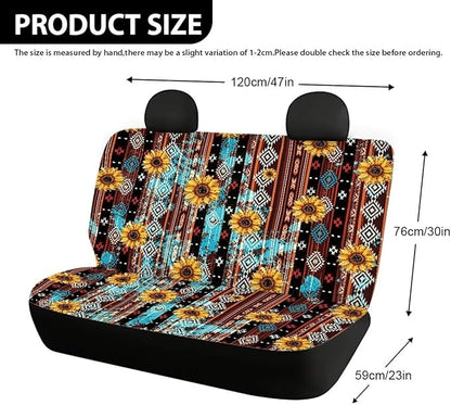 AFPANQZ Aztec Sunflower Car Rear Seat Cover Non-Slip Stretch Universal Fit
