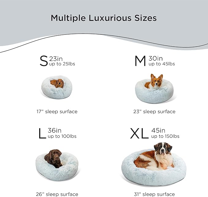 Best Friends by Sheri The Original Calming Donut Cat and Dog Bed in Shag Fur Denim 36"