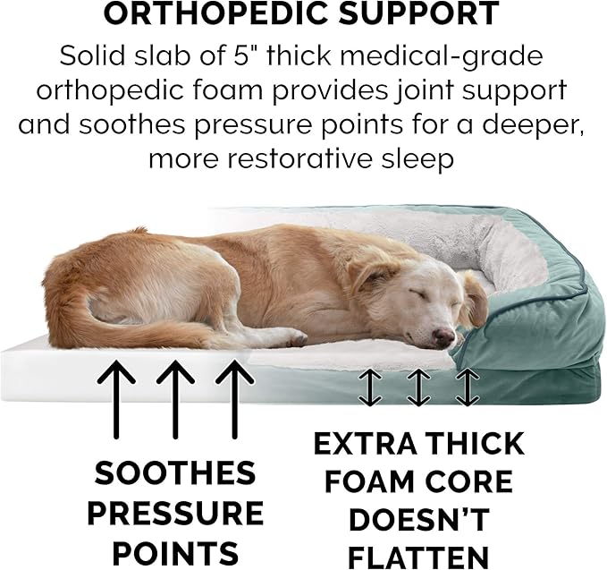 Furhaven Orthopedic Dog Bed for Large Dogs w/ Removable Bolsters & Washable Cover 125 lbs