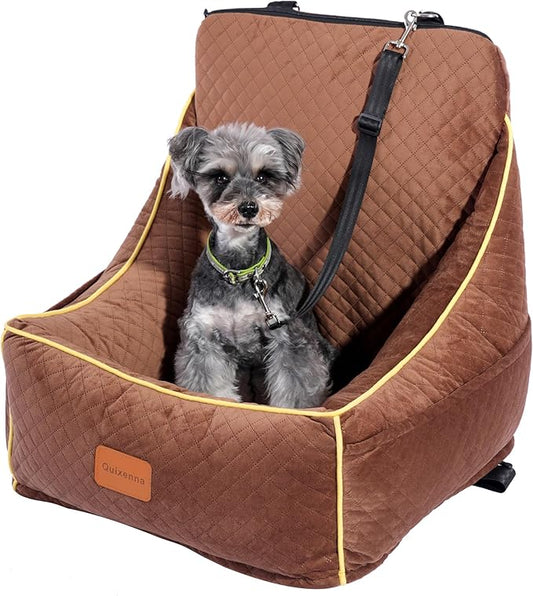 Dog Car Seat for Small/Medium Dogs 35lbs (Brown)