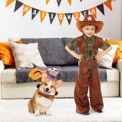 Funny Cowboy Rider Dog Costume - Humorous Pet Outfit with Doll Rider for Small to Large Sized Dogs, Horse Riding Designed Halloween Costumes Party Supplies Cosplay Apparel Accessories (Medium)