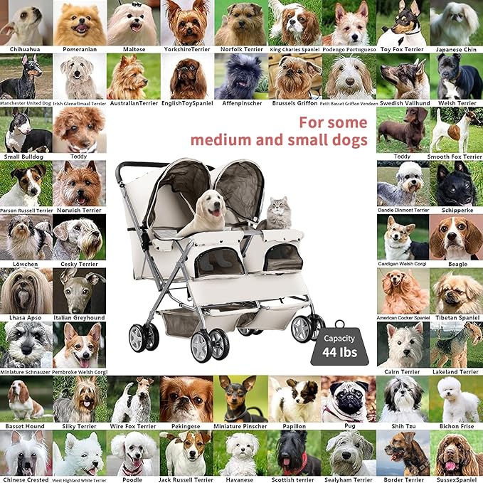 Double Pet Stroller 2 Dogs