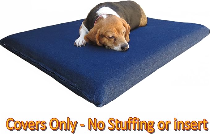 Dogbed4less Do It Yourself DIY Pet Bed Pillow Duvet Denim Cover with Waterproof Internal case for Dog or Cat, Large 48"X29" Blue Color - Covers only