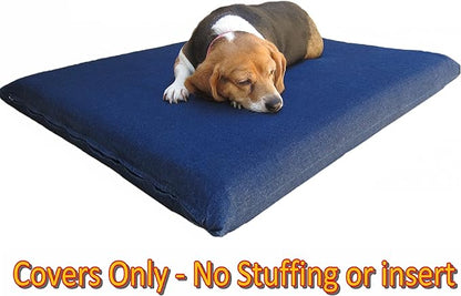 Dogbed4less Do It Yourself DIY Pet Bed Pillow Duvet Denim Cover with Waterproof Internal case for Dog or Cat, Large 48"X29" Blue Color - Covers only