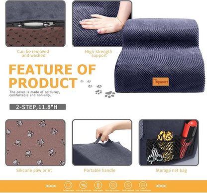 Topmart High Density Foam Pet Steps 2 Tiers 11.8" High,Non-Slip