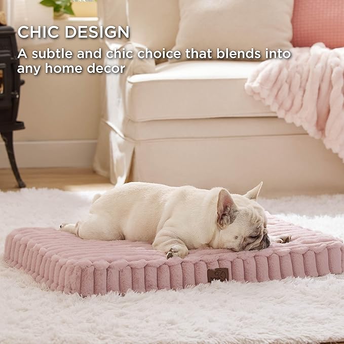Bedsure Orthopedic Dog Bed for Medium Dogs (30x20, Blush