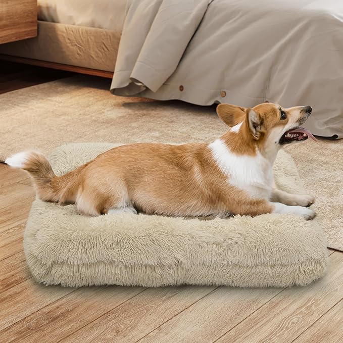 MoNiBloom 36.5"x29"x5" Dog Beds for Medium Size Dogs Machine-Washable Long Plush Pet Beds Warming Cozy Soft Bed for Dogs and Cat