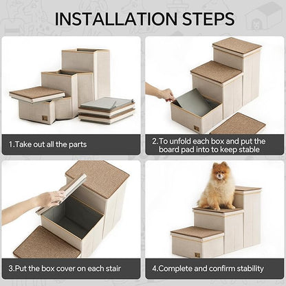 BEDELITE Dog Stairs for Small Medium or Large Dogs 3 Tiers 17" H,