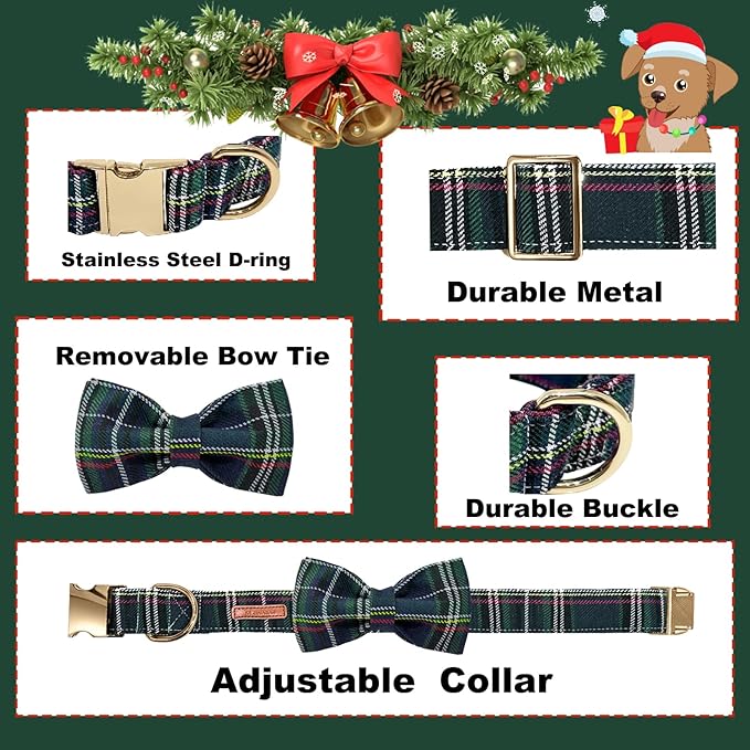 Christmas Day Dog Bandana Red Green Plaid Cotton