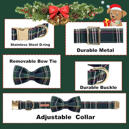 Christmas Day Dog Bandana Red Green Plaid Cotton