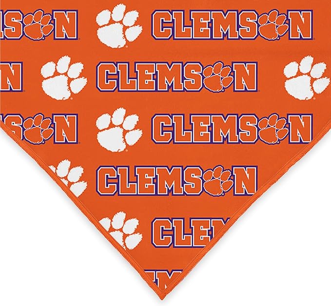 NCAA Officially Licensed Bandana for Dogs and Cats | Fits Pets Great Gift Idea | Easy-to-Tie (Large, Clemson Tigers)