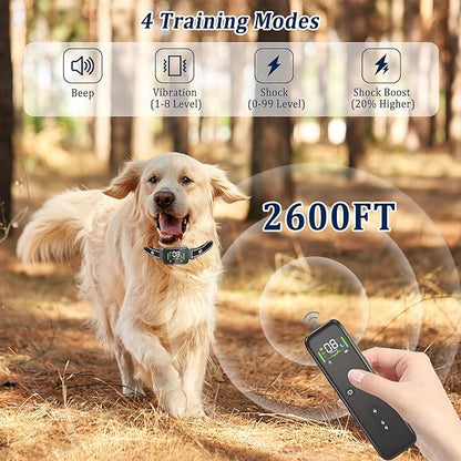 Dog Training Collar with Remote Dog Shock Collar with Automatic No Barking Mode IPX7 Waterproof 2600FT (Gray)