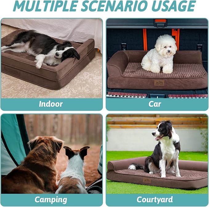 Orthopedic Dog Bed for Dogs Bottom,Brown(M,36" L 27" W 7.5" Th)