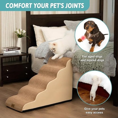 Dog Stairs for High Bed 23" H 15.7x33x22.6in, Light 5 Tiers