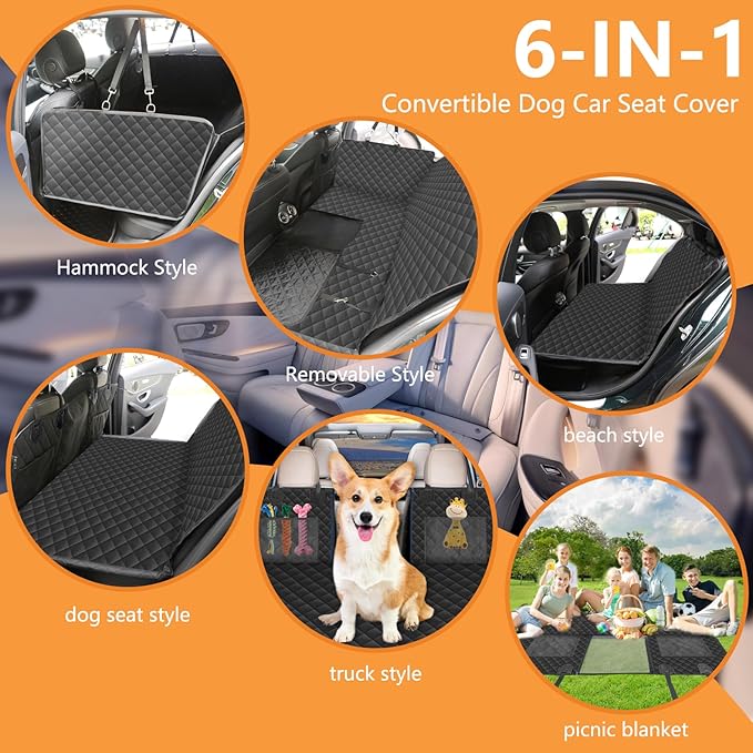 Hard Bottom Dog Car Seat Cover for Back Seat