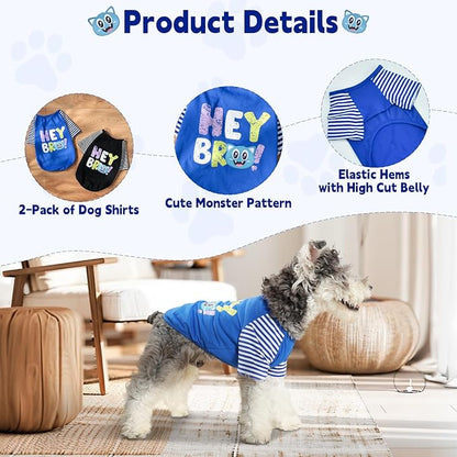 Dog Summer Shirts with Striped Sleeves Dog Cotton (2PCS) XXL