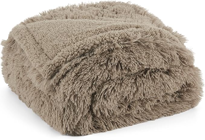 Bedsure Waterproof Dog Blankets for Large Dogs - Calming Cat Blanket for Couch Protector Washable, Long Faux Fur Pet Throw Blanket for Puppy, Reversible Furniture Protection, 40"x50", Brown