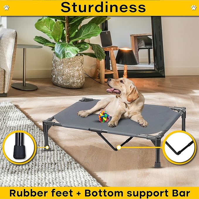 Elevated Dog Bed Raised Dog Bed Cot Bed Small Medium Large Dogs Outdoor Cooling Dog Bed Pet Cat Bed Breathable Mesh Washable (Large 42''L x 25''W)