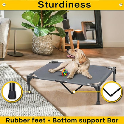 Elevated Dog Bed Raised Dog Bed Cot Bed Small Medium Large Dogs Outdoor Cooling Dog Bed Pet Cat Bed Breathable Mesh Washable (Large 42''L x 25''W)