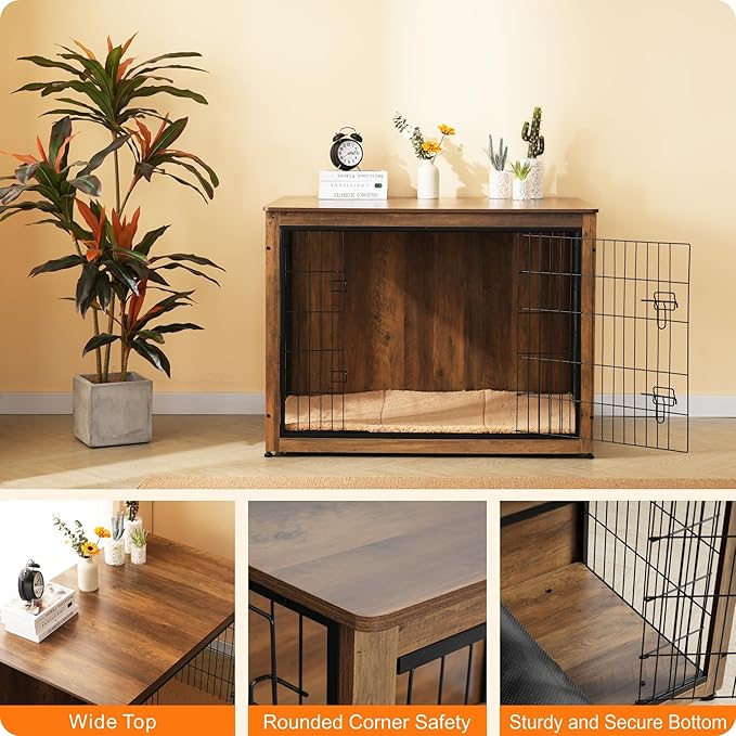 DWANTON Dog Crate Furniture with Cushion 43.3" L,