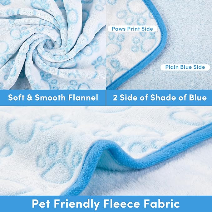 Stuffed 3pcs Premium Soft Dog Blankets for Small Dogs, Cat Blanket Calming Washable for Bed Couch Crate Protection Cover, Dog Puppy Kitten Essentials Christmas Dog Gifts, 24 * 32 inche, Blue