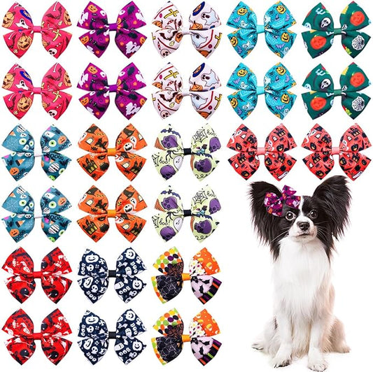 24Pcs/12 Pairs 4" Halloween Dog Hair Bows