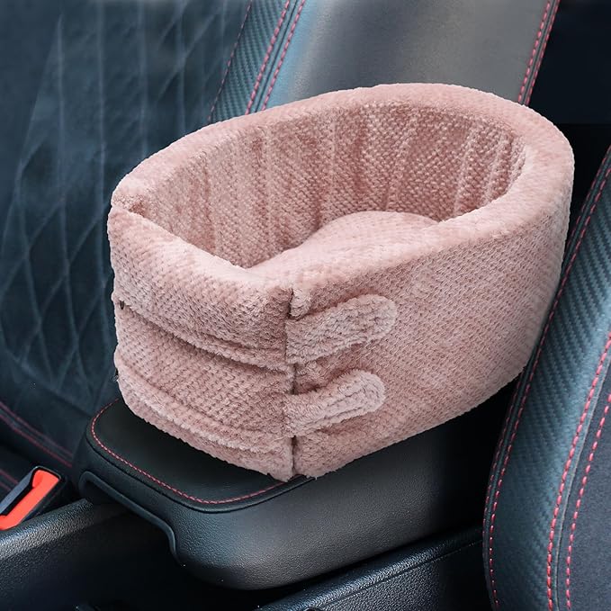 X AUTOHAUX Dog Car Seat Seat Adjustable Straps for Medium Small Sized Puppy Cat Seat Pets Soft Non Slip Bottom Travel Bed Pink