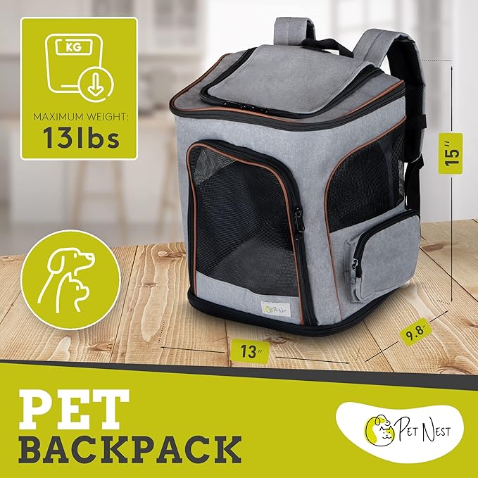 Expandable Pet Carrier Backpack for Cats, Dogs and Small Animals, Portable Pet Travel Carrier, Super Ventilated Design, Airline Approved, Ideal for Traveling/Hiking/Camping