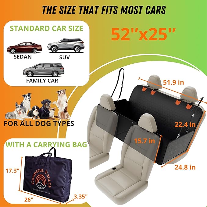 Hard Bottom Dog Car Seat Cover for Back Seat