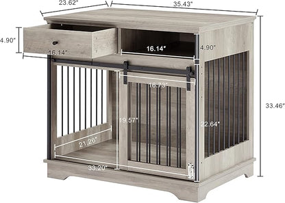 NicBex Dog Crate Furniture Dog Cage with Sliding Doors and Drawers