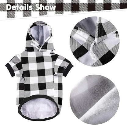 KOOLTAIL Plaid Dog Hoodie Pet Clothes Sweater with Hat and Pocket for Small Medium Large Size Dogs