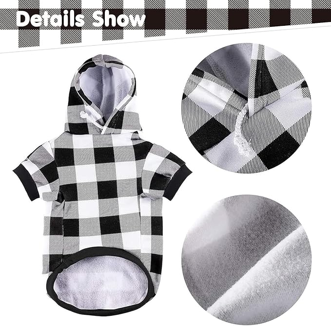 KOOLTAIL Plaid Dog Hoodie Pet Clothes Sweater with Hat and Pocket for Small Medium Large Size Dogs