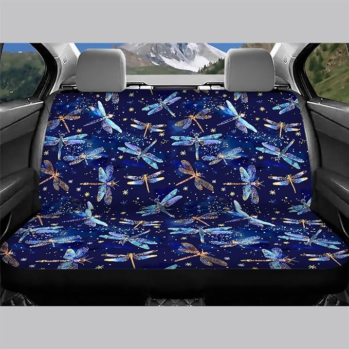 AFPANQZ Dragonfly Design Car Seat Cover for Rear Bench Seats Polyester Fabric Protects Against Dirt Pet Fur Dog Hair
