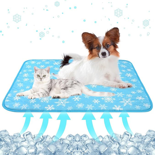 DELIFUR Dog Cooling Mat- Pet Cooling Mat Outdoor for Dogs Self Cooling Pad for Small Medium Dog Machine Washable (Large