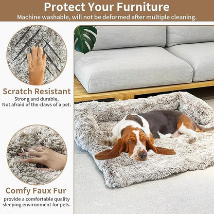 Calming Dog Couch Bed for Large Dogs 40.2 x 35.4 x 7.9 Inches