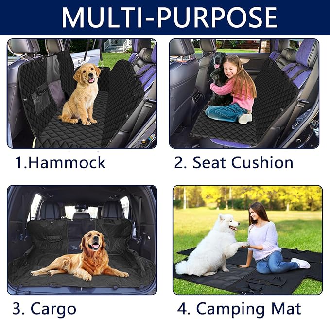 Waterproof Dog Car Seat Cover for Back Seat: Suitable for Small and Large Dogs (54" W 58" L))