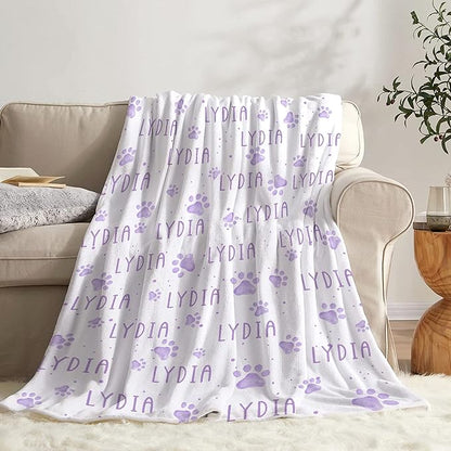 Personalized Dog Blankets Dog Paw Print Blanket Puppy Blanket 80"x60" for