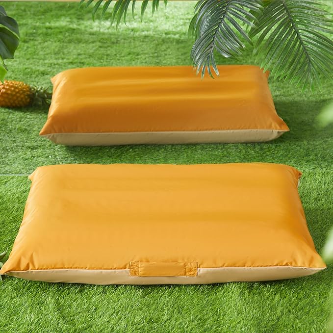 Allisandro Outdoor Dog Bed Pet Pad Tough Pet Pillow with Removable Cover, Scratch and Water Resistant, Orange/Light Brown, 40 X 30 X 4 Inches