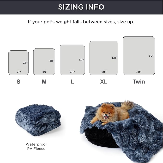 Bedsure Waterproof Dog Blankets for Large Dogs - Calming Cat Blanket for Couch Protector Washable, Long Faux Fur Pet Throw Blanket for Puppy, Reversible Furniture Protection, 40"x50", Tie-dye Navy