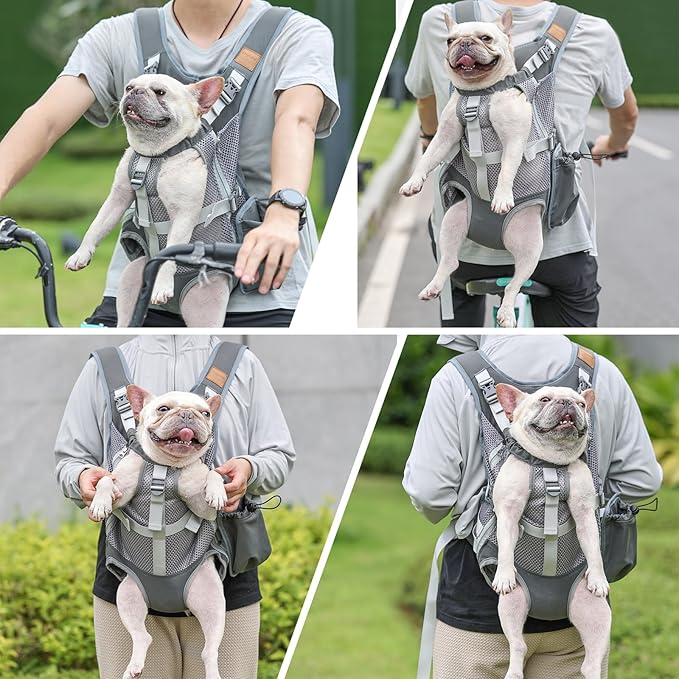 Dog Carrier Backpack - Legs Out Front Facing Pet Carrier Backpack for Small Medium Dogs, Hands-Free Dog Front Carrier, Easy-fit Adjustable Dog Carrying Backpack for Walking Hiking Bike and Motorcycle