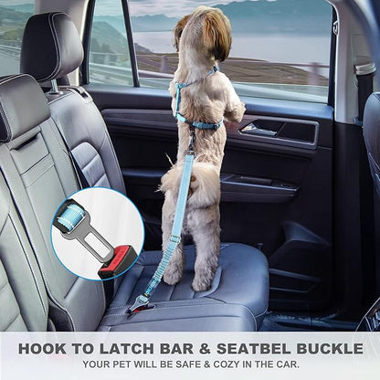 IOKHEIRA Dog Seatbelt, Adjustable, Reflective, Bungee Buffer, Large/Medium/Small, 900lbs, for Dogs