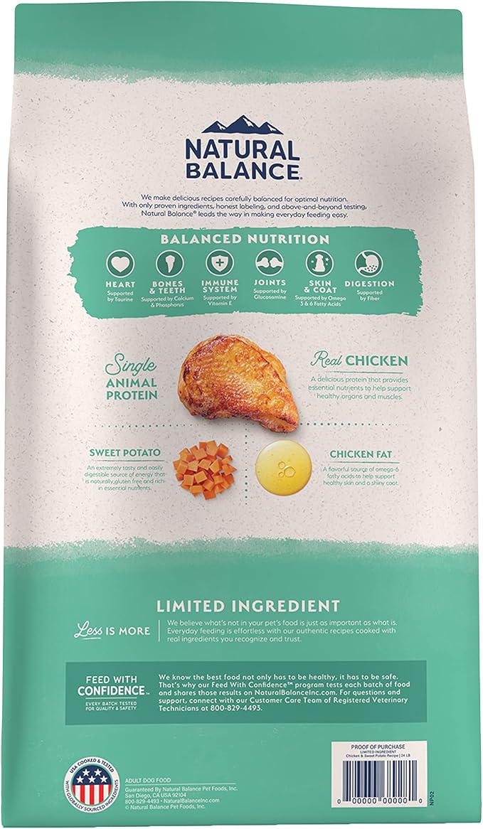 Natural Balance Limited Ingredient Adult Grain Free-Dry Dog Food, Chicken & Sweet Potato Recipe, 12 Pound (Pack of 1)