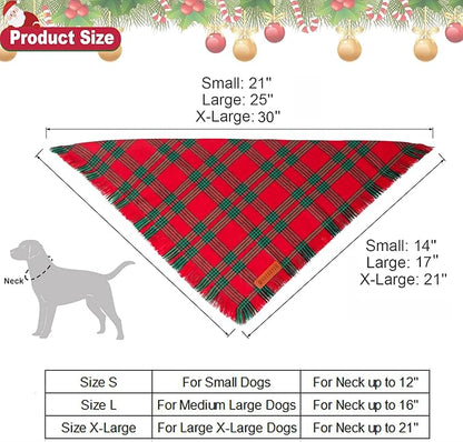 ADOGGYGO Christmas Dog Bandanas with Tassels Edges (Christmas-2, Large)
