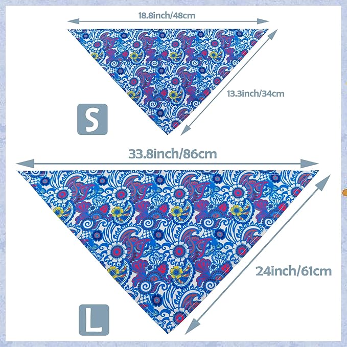 Paisley Dog Bandanas for Small Dogs Breed Cats 18 Inch 7PCS