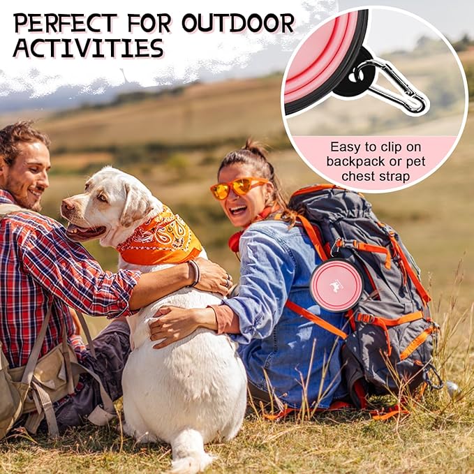 Collapsible Dog Bowls for Travel 2-Pack Dog 2 Carabiners,