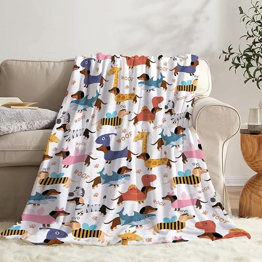 Dachshund Dogs Baby Blanket Food Blanket Gifts Super Soft Swaddle Toddler Blanket, Newborn, Infant Nursery Blanket for Stroller, Crib XS 30x40 in for Pet/Toddler