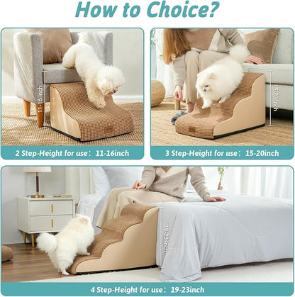 Dog Stairs for Couch or Low Bed 15.7x22.4x15.7in, Light 3 Tiers