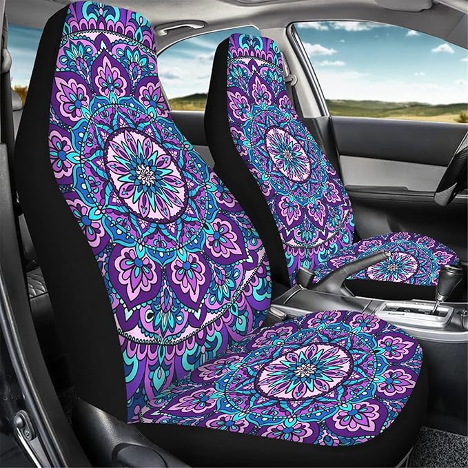 CLOHOMIN Mandala Lotus Car Front Seat Covers Seat