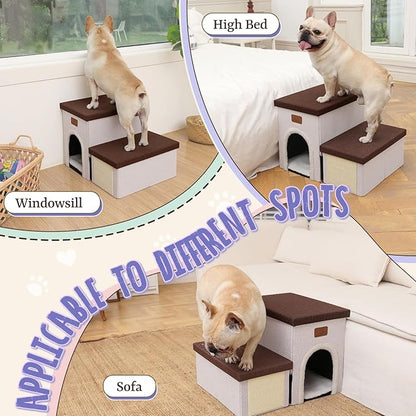 downluxe Dog Stairs for Small Dogs (2-Step Pet